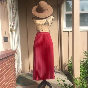 Red Pleated Skirt